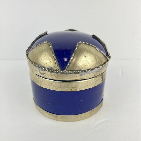 Cobalt Blue Glazed Terra Cotta Moroccan Safi Pottery Container Jar - Picture 1 of 7